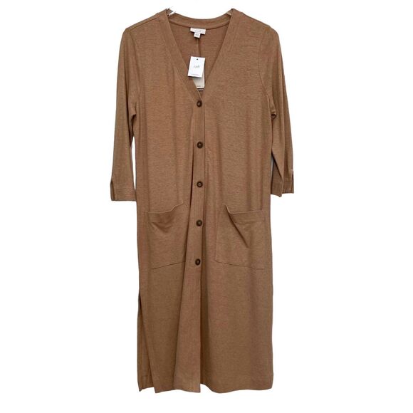 NWT J. Jill Pure Jill Beige Organic Cotton Hemp Duster Cardigan Sweater Size S - Picture 1 of 9